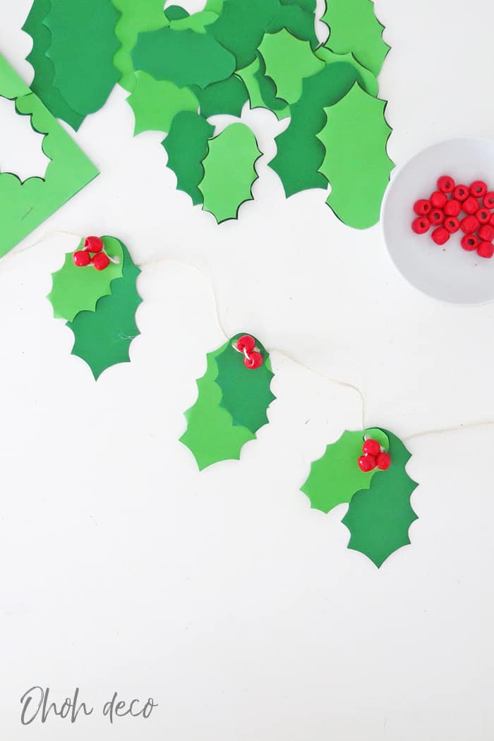 DIY holly Christmas garland