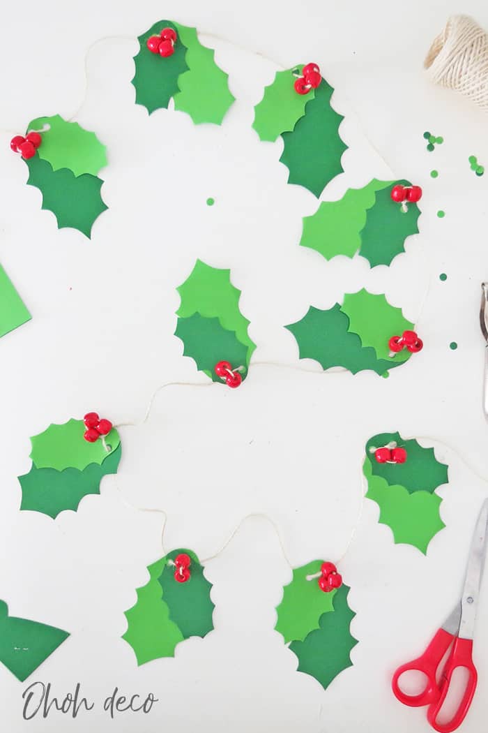 DIY holly Christmas garland