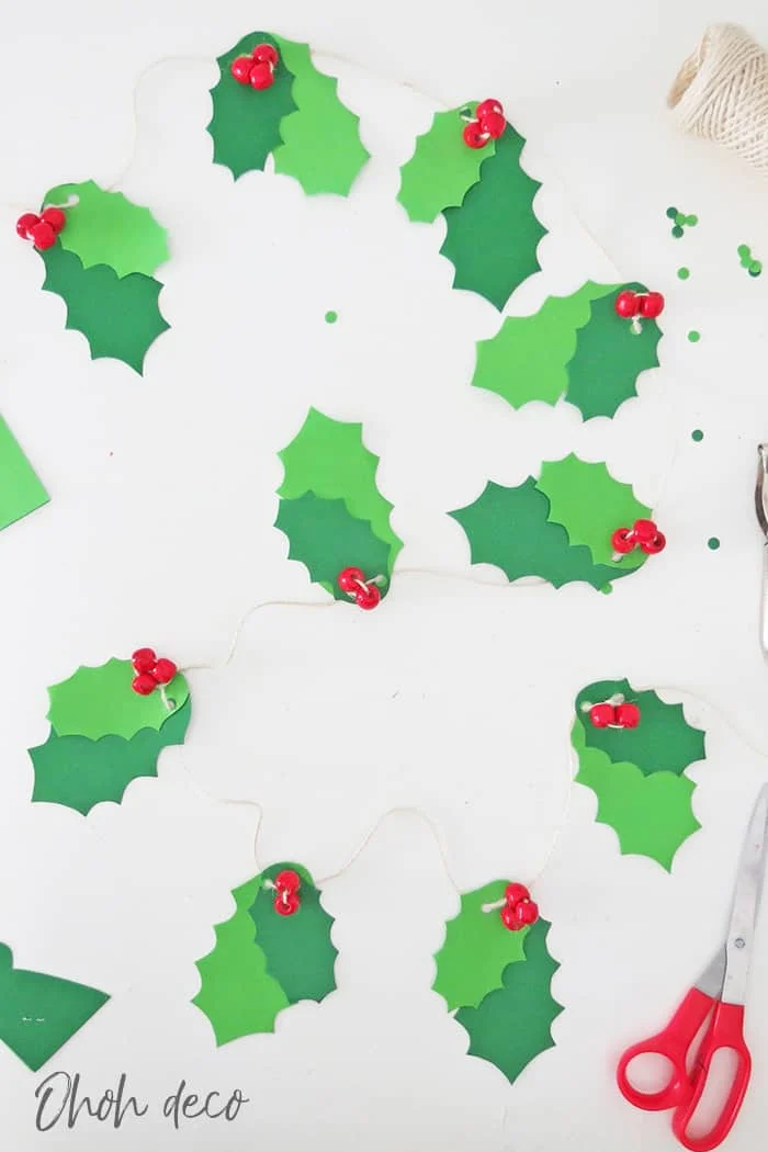 DIY holly Christmas garland