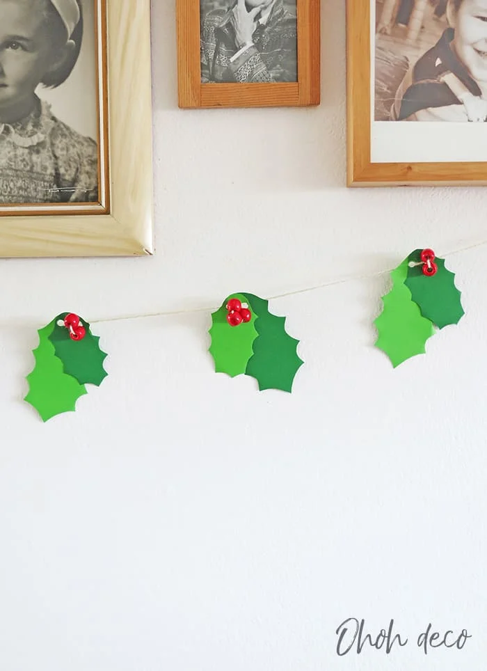 DIY holly Christmas garland