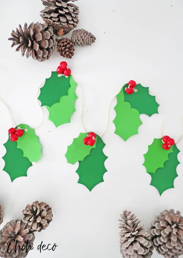 DIY holly Christmas garland