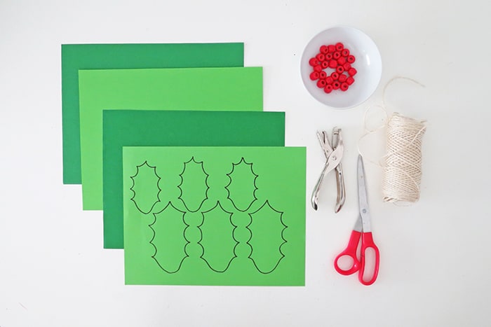 free holly template for diy garland