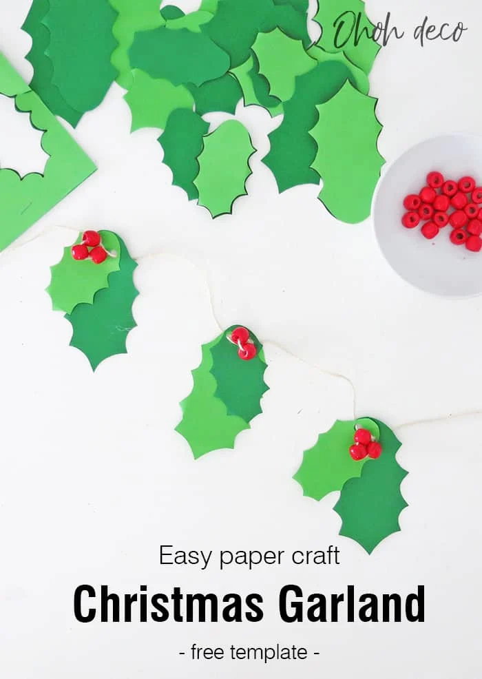 Easy DIY holly Christmas garland