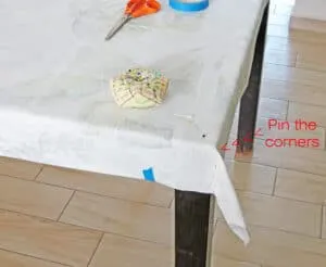 pin corner to make fitted table cover