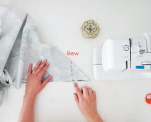 sew corner to make fitted tablecloth