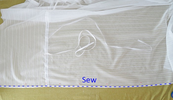 Sew edges of diy tie up shades