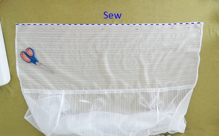 Sew top edge to make tie-up shades