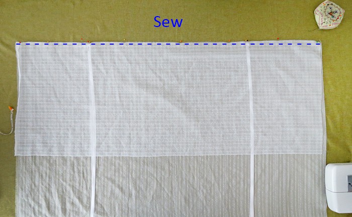 sew fabric to make diy tie-up shades