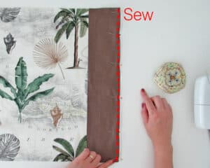 sew fabric for diy bolster pillow