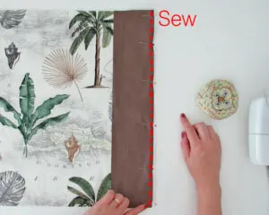 sew fabric for diy bolster pillow