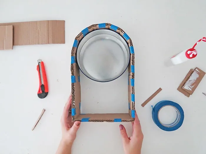 add cardboard layers to diy wall shelf