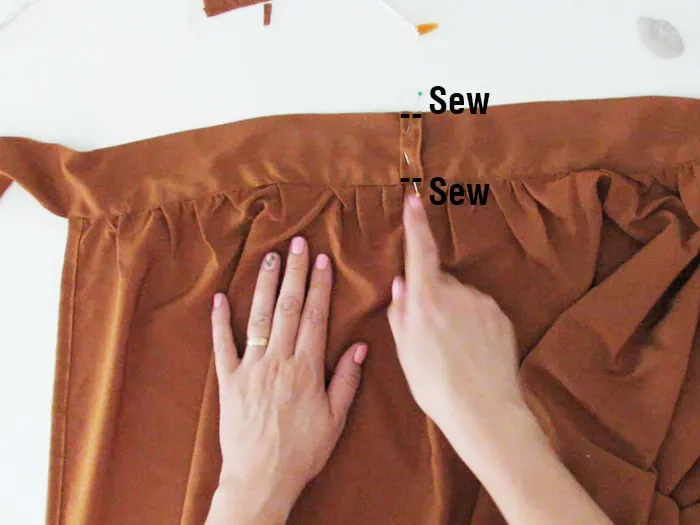 sew the strap on the skirt