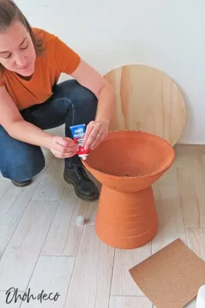 glue the top of the coffee table