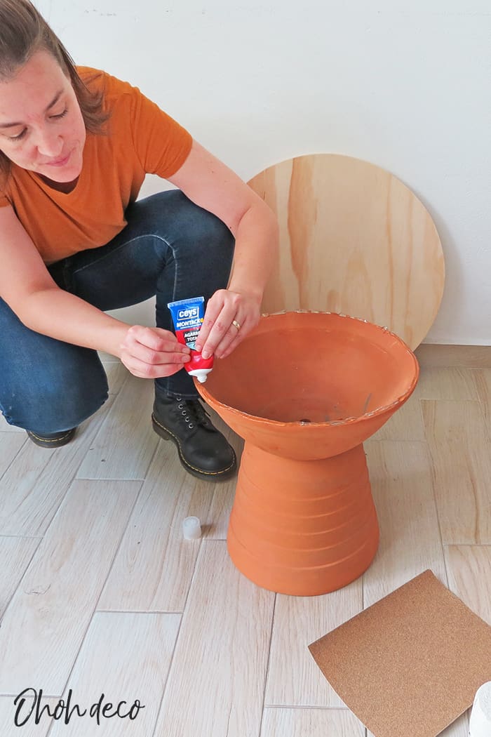 glue the top of the coffee table