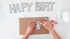 Cut template to make fabric garland