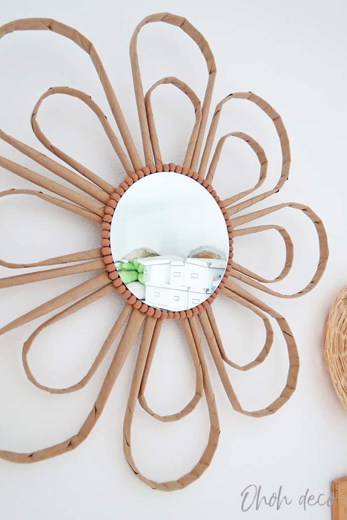 DIY Rafia style mirror frame