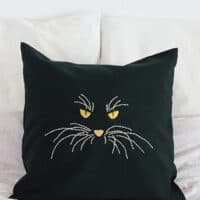 black cat pillow