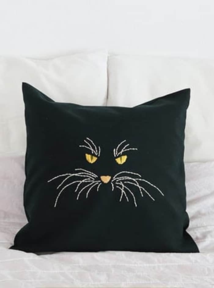 black cat pillow