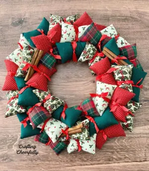fabric christmas wreath