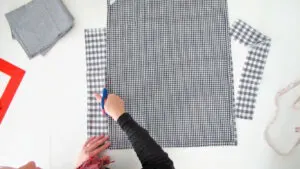 cut fabric to make calendar pockets