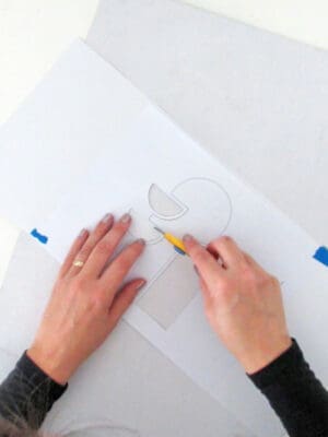 cut the shape to make the lantern