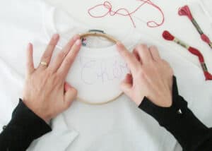 place the embroidery hoop
