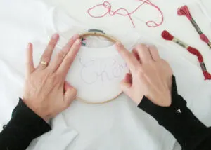 place the embroidery hoop