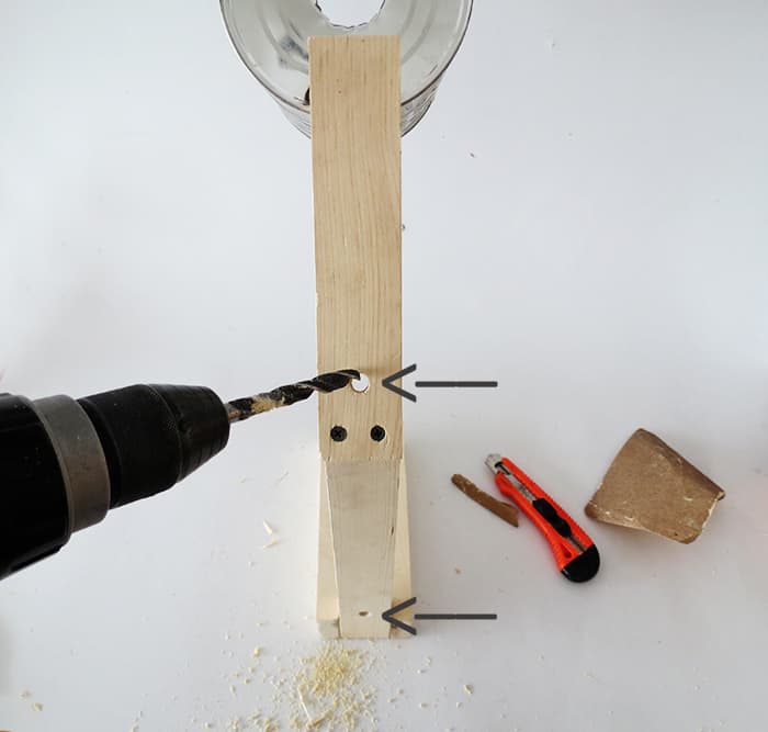 Drill hole to make table lamp