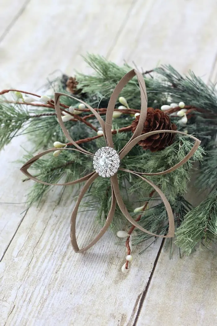 Christmas ornament flower with toilet rolls