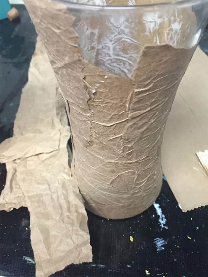brown bag decoupage vase