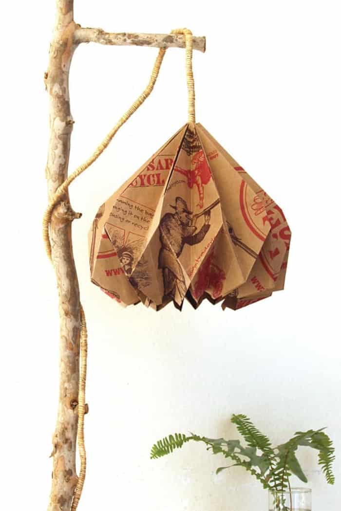 grocery bag lampshade diy