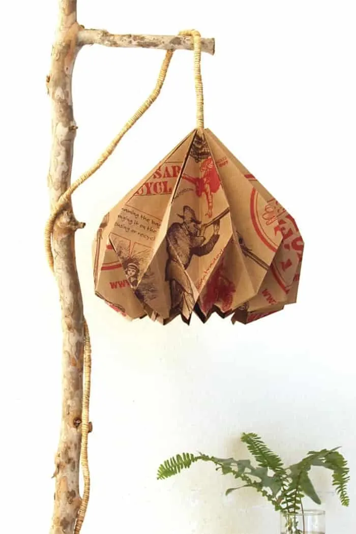 grocery bag lampshade diy