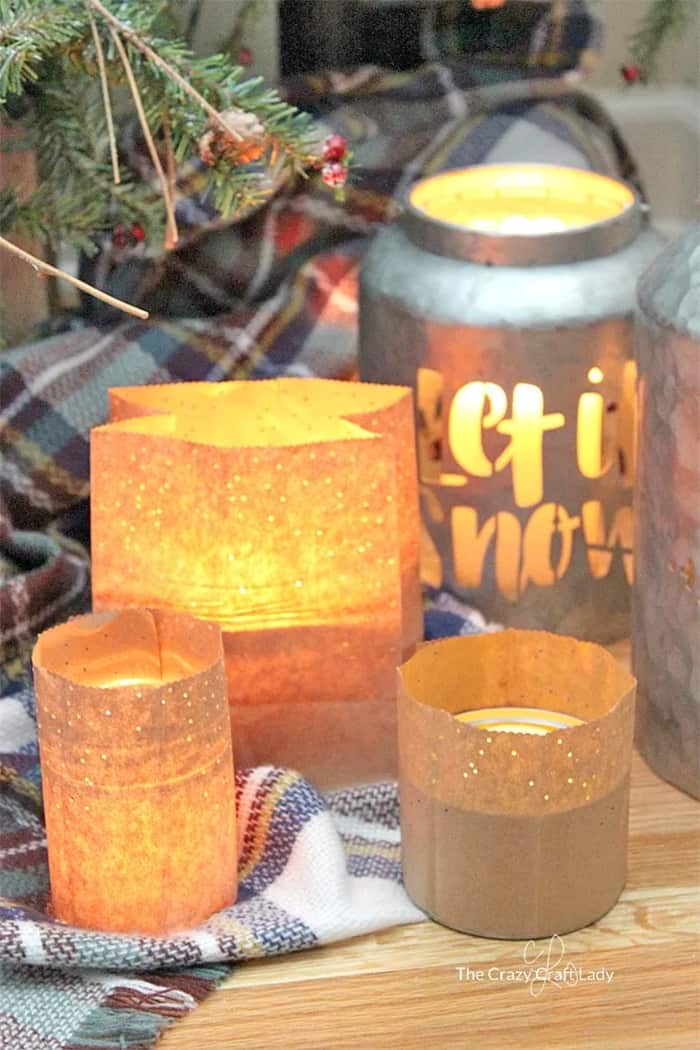 upcycled paper bag into lanterns