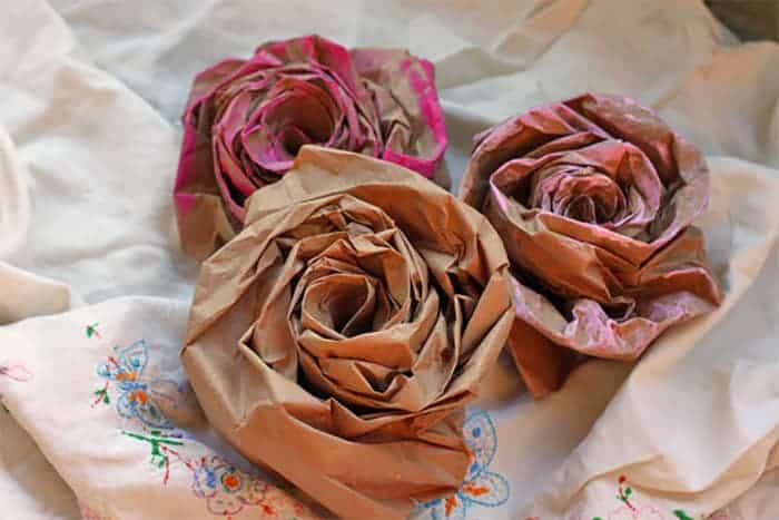 DIY brown bag flowers