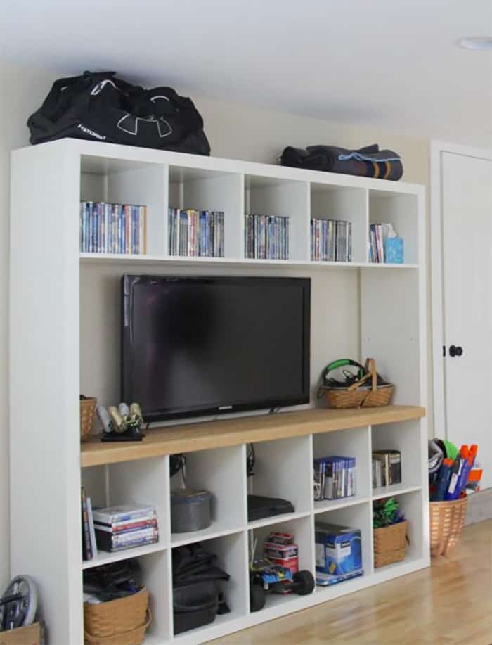 TV unit DIY with cube storage