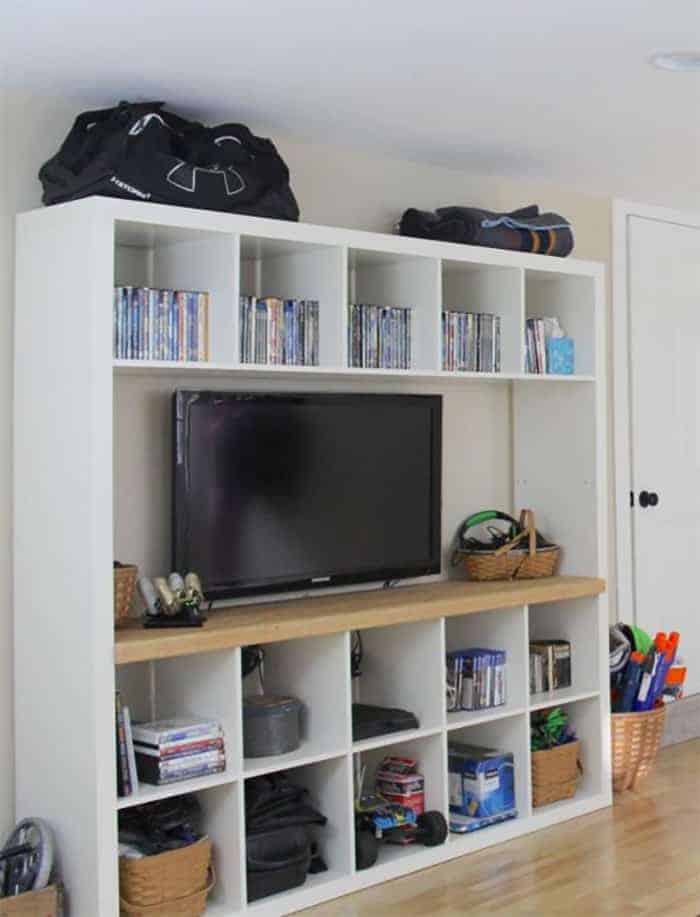 TV unit DIY with cube storage