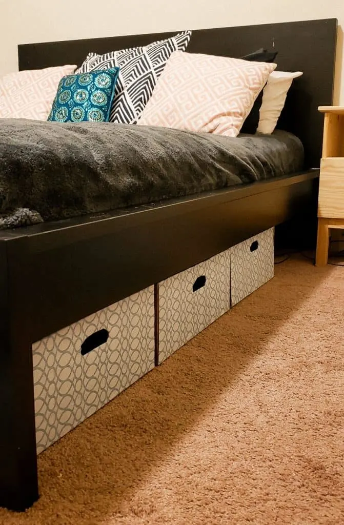 DIY cardboard underbed stoarge