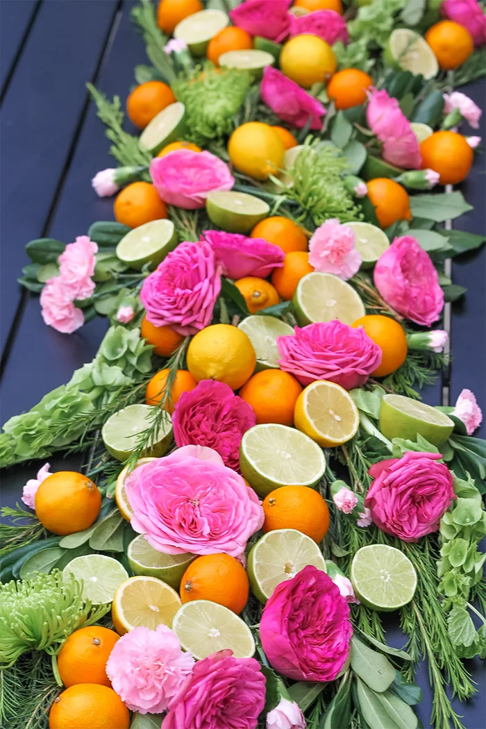 fruits and flowers table centerpiece