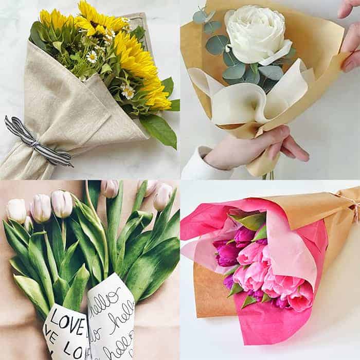 How to create Rustic Flowers Bouquet, Wrapping with Brown Kraft paper