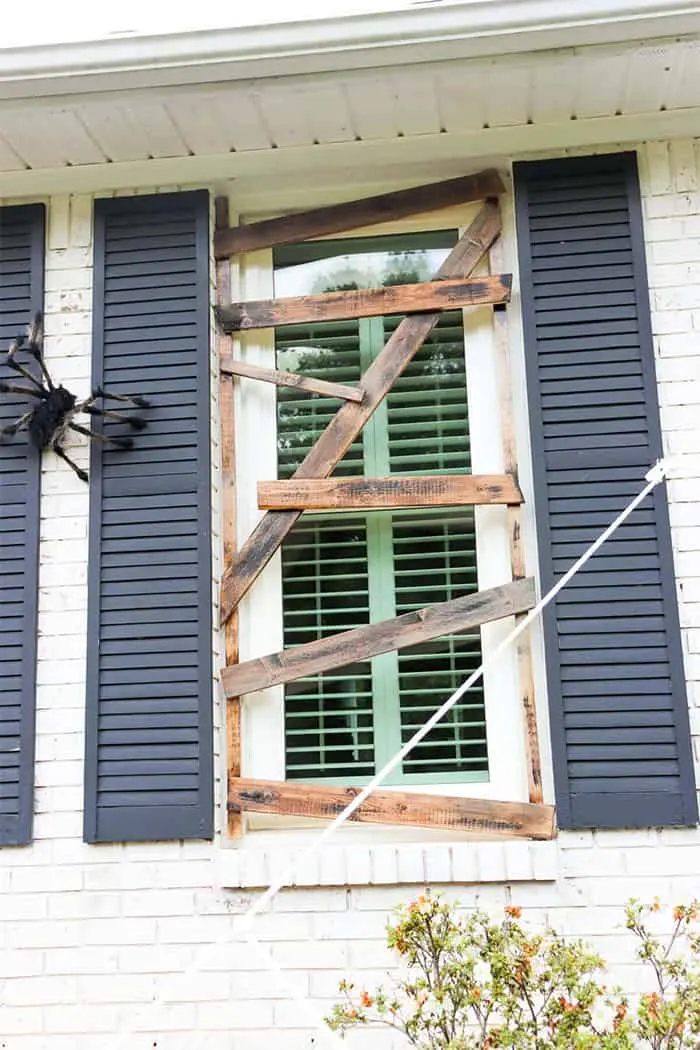 DIY Halloween boarded up window