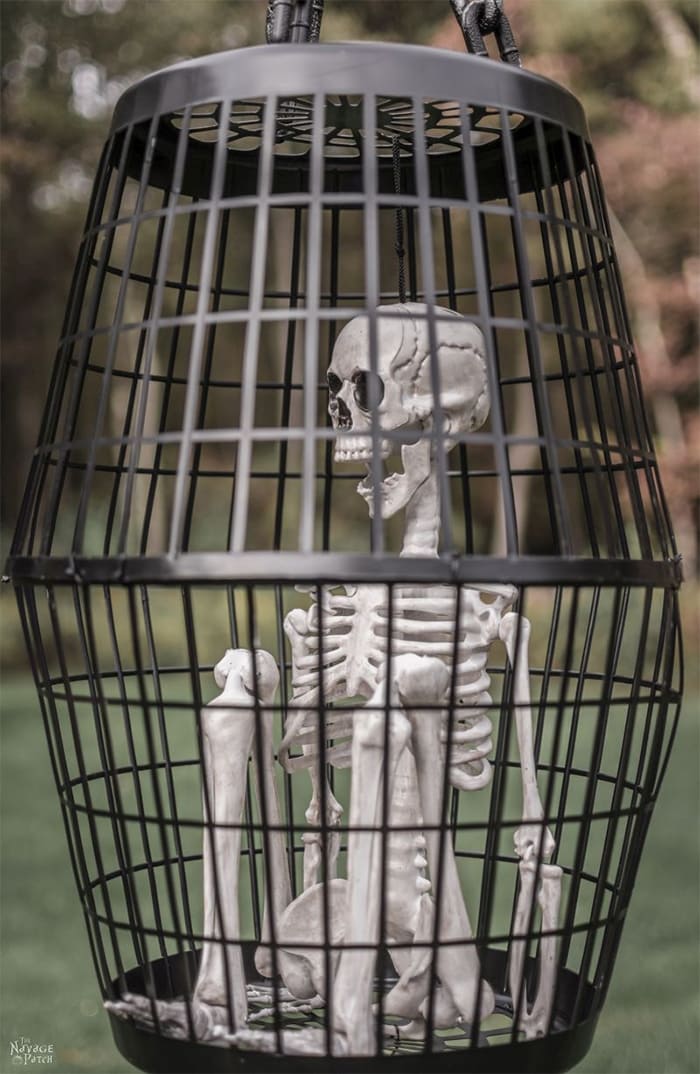 DIY hanging skeleton cage