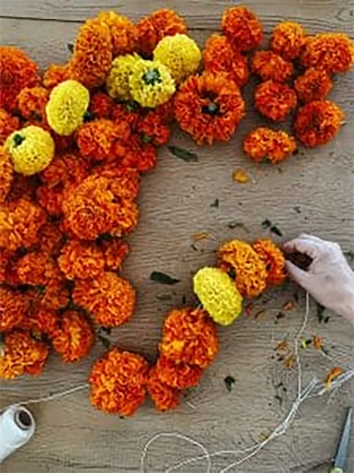 DIY marigold garland