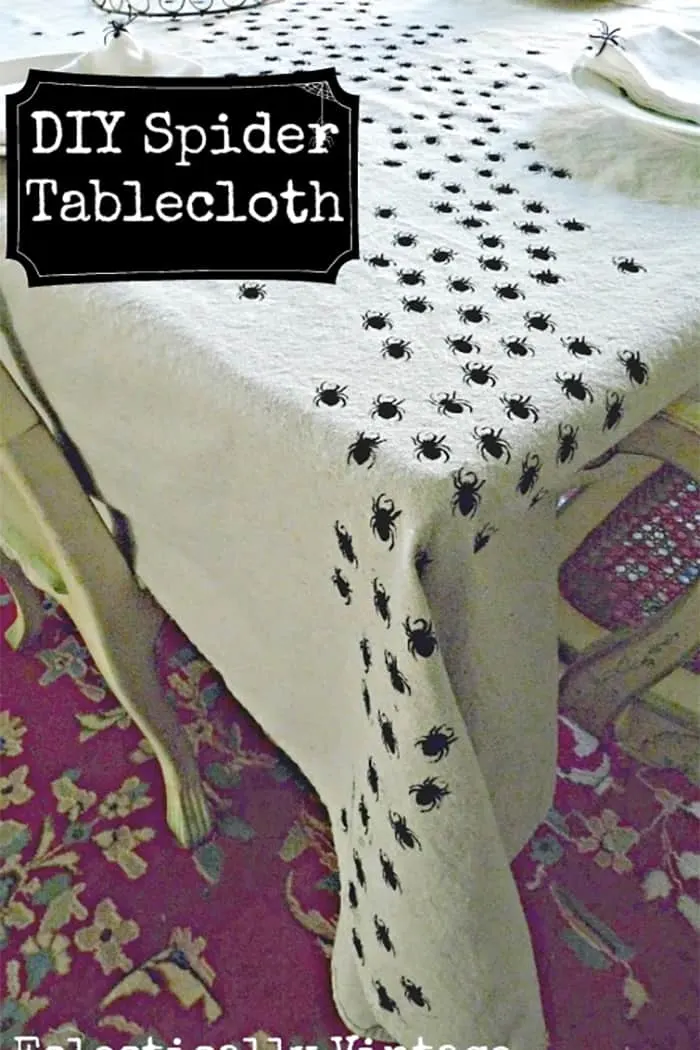 DIY spider tablecloth