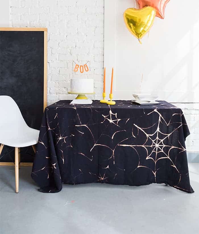 DIY spiderweb tablecloth