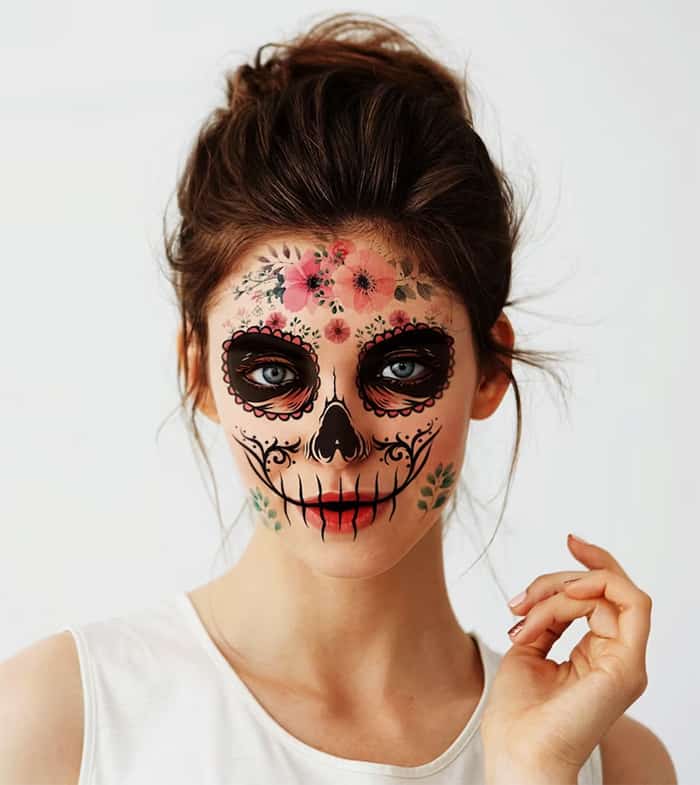 DIY sugar skull temporary tattoo makeup