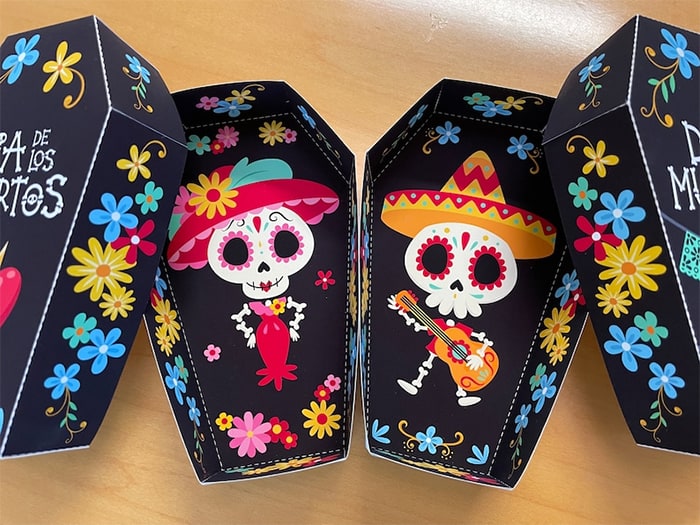 Day of the dead decorated boxes