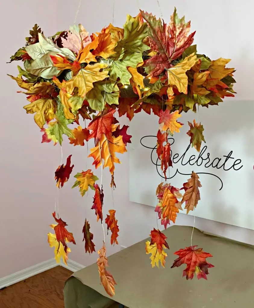 fall leaf chandelier DIY