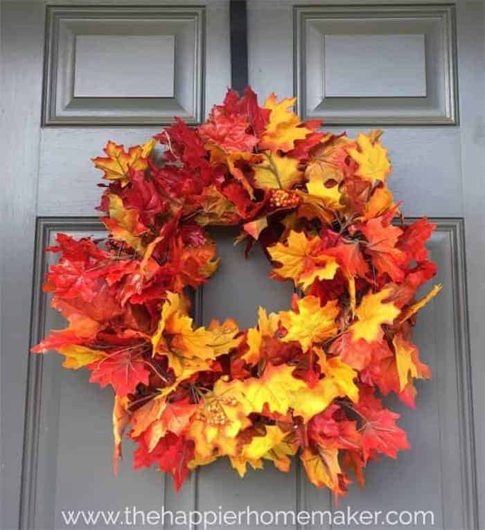 Fall leaf garland wreath DIY