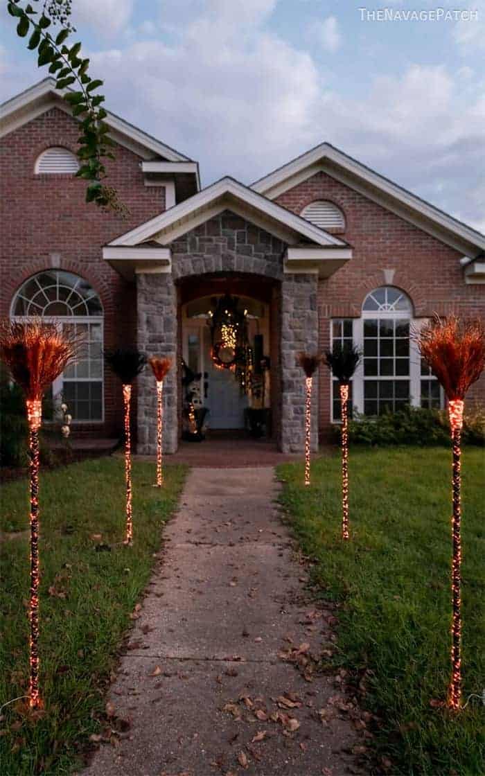 Halloween broomstick pathway DIY