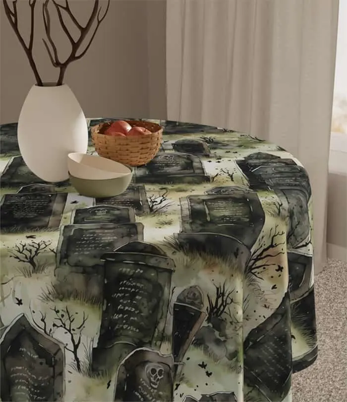 Halloween tombstone tablecloth